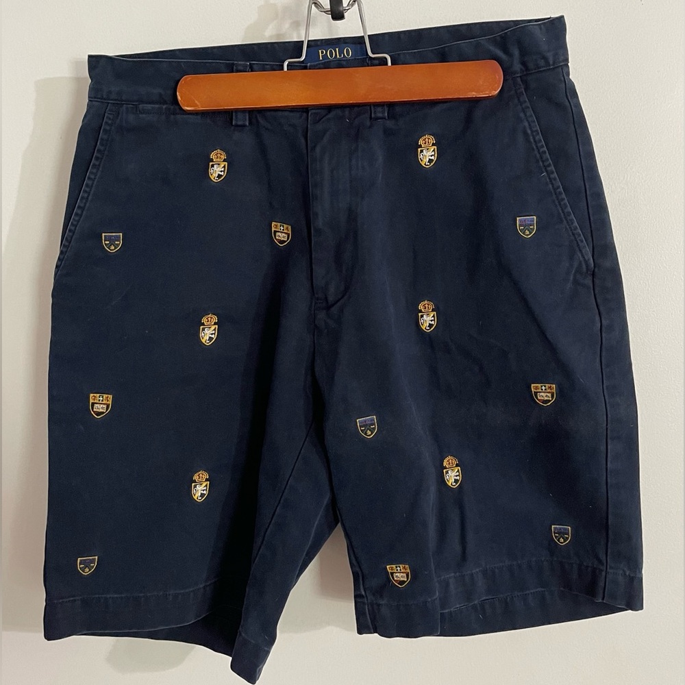 Navy Embroidered Ralph Lauren Shorts Men’s (30)